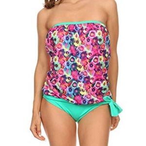 Dippin’ Daisy’s Strapless Bandeau Blouson Tankini Size 8